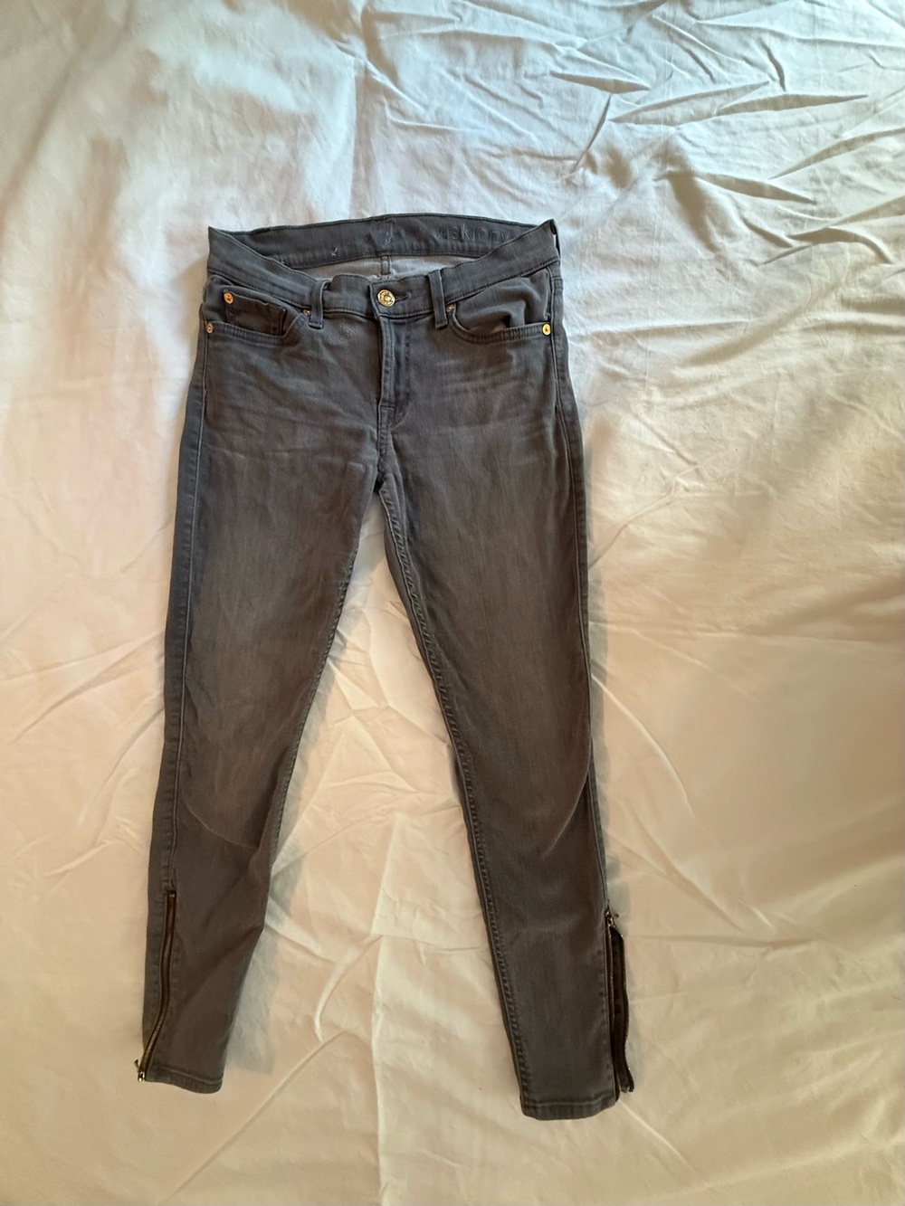 7 For All Mankind Gray Ankle Zip Jeans size 28